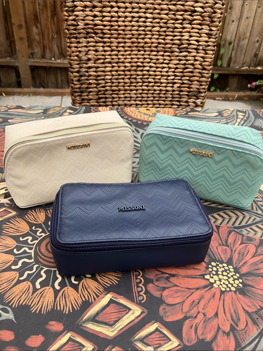 Lot of MISSONI Cosmetic Travel Pouches with signature zig zag design